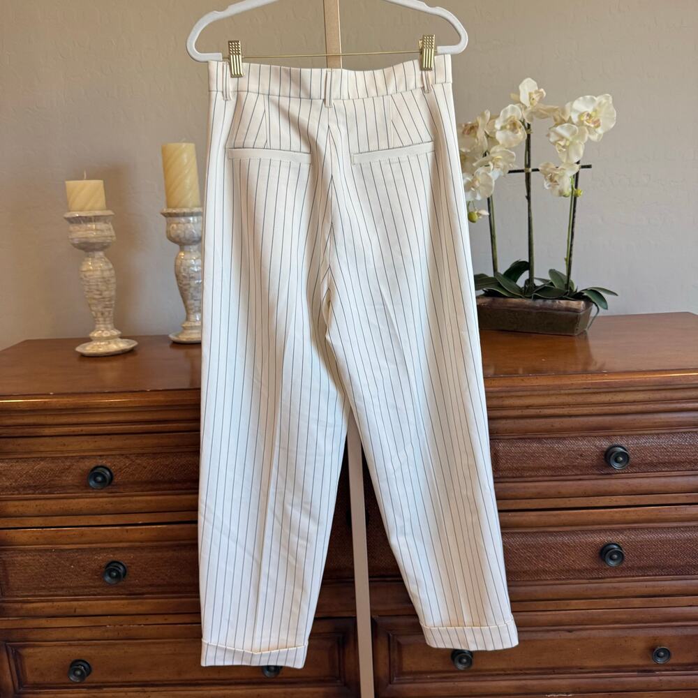Pistola Pinstripe Pleated High Waist Tapered Pants Cream 26 NWOT - Picture 5 of 5